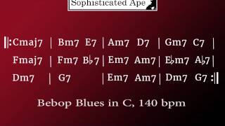 Backing Jam Track  Bebop Jazz Blues in C Major 140 BPM [upl. by Yuji885]