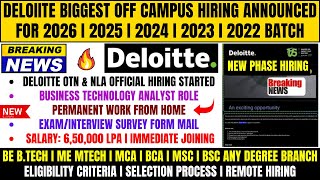 Deloitte Biggest New Hiring Announced  OFF Campus Drive For 2026  2025  2024  2023  2022 Batch [upl. by Ivz545]