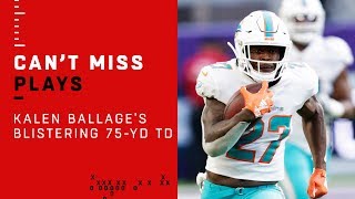 Dolphins Rookie RB Kalen Ballages BLISTERING 75Yd TD [upl. by Uah710]