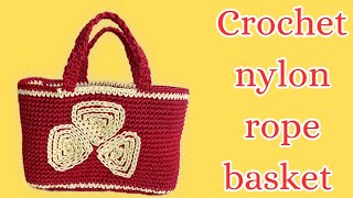 crochet nylon rope basket very easy  in telugu [upl. by Lartnom97]