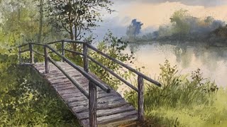 Watercolor painting landscape tutorial [upl. by Joann213]