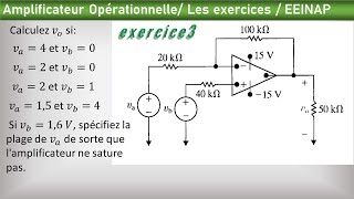 amplificateur opérationnelle exercice 3 en arabe [upl. by Eirok]