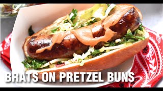 Grilled Brats on Pretzel Buns Recipe by Swaggertys Farm® [upl. by Verneuil]