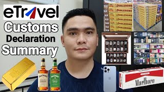 ETRAVEL CUSTOMS DECLARATION SUMMARY  MGA BAWAL AT PWEDENG DALHIN PAUWI SA PILIPINAS [upl. by Cammy390]