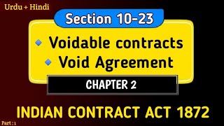 Chapter 2  Section 10 to 23 of Indian Contract Act 1882  VOIDABLE CONTRACTS AND VOID AGREEMENTS [upl. by Fayina]