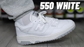 BEST WHITE SNEAKER New Balance 550 White On Feet Review [upl. by Salesin]