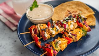 Paneer Tikka Kebabs  Grilled Paneer amp Veggie Skewers  Tasty Indian Style Masala Kabab Recipe [upl. by Attelrac]