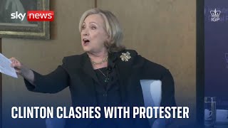 Hillary Clinton clashes with protester who asked her to denounce Joe Bidens Oval Office speech [upl. by Eidnyl]