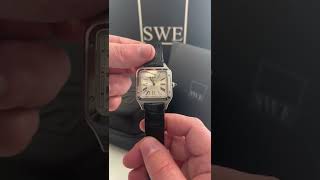 Cartier Santos Dumont Large Black Strap Steel Mens Watch WSSA0022 Review  SwissWatchExpo [upl. by Herrod]