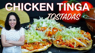 Delicious CHICKEN TINGA recipe  Chicken Tinga TOSTADAS [upl. by Krebs]