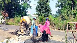 Slab casting small concrete mixture machineconstruction vlog viralreels bablusahuslabthekedar [upl. by Henn]