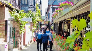 Rüdesheim am Rhein Germany 4K walking tour 2022  Drosselgasse historic city center street music [upl. by Ileyan]