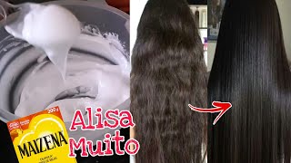 PROGRESSIVA CASEIRA DE MAIZENA  Cabelo liso escorrido dos sonhos [upl. by Woody]