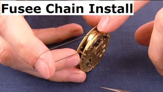 Fusee chain installation English pocket watch restoration and repair [upl. by Moffit]