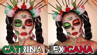 CATRINA MEXICANA TRICOLOR 🇲🇽 💀 SUGARSKULL makeup tutorial  auroramakeup [upl. by Sherurd159]