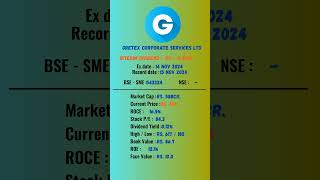 Gretex Corporate Services Ltd share latest news  ExDate 15 NOV 2024  stockmarket [upl. by Fletch]