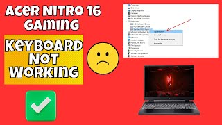 Fix Acer Nitro 16 gaming Keyboard Not Working in Windows  Solve keyboard keys Wont typing Fixed✅ [upl. by Atinek]