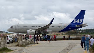 Skiathos Airport Summer 2023 Best bits Jetblast and low landings compilation Planespotting in 4K [upl. by Anoirtac]