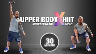 30 Min Upper Body Workout  Compound Dumbbell HIIT shoulders amp ab focus [upl. by Ame]