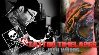 Tattoo Time Lapse  Josh Woods  Tattoos Realistic Frog [upl. by Aroved]