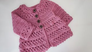 84 How to crochet quotEnd of Summerquot baby cardigan  Part 2 [upl. by Alyahc632]