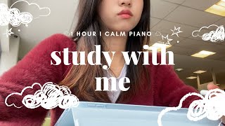 1 HOUR STUDY WITH ME┃📚library studies┃calm piano 🎧 [upl. by Salahi758]