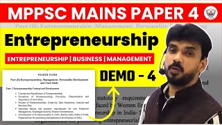 MPPSC Entrepreneurship Demo Class 4  Paper 4 amp Constitution MPPSC Mains English Medium [upl. by Adiazteb]