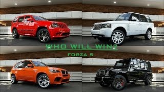 Forza 5  Benz G65 AMG vs BMW X5 M vs Land Rover vs SRT8 Jeep [upl. by Atsahs]