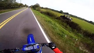 Dirt bike gets chased by UTV yz125 [upl. by Anneg]