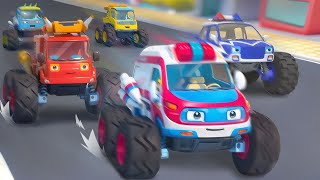 Five Little Monster Trucks Song  Learning Vehicles Song  Kids Song  BabyBus [upl. by Derron]