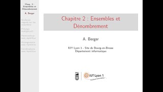 Probastats  Chapitre 2 Ensembles et dénombrement [upl. by Ayet557]