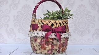 Decoupage tutorial  how to decorate wicker basket  DIY tutorial By Catherine [upl. by Landre116]