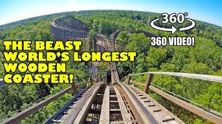 VR 360 The Beast Worlds Longest Wooden Roller Coaster POV Kings Island Ohio [upl. by Arremat]