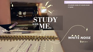 STUDY WITH ME 🖤  NO MUSIC  WHITE NOISE  1 HR LONG  POMODORO TECHNIQUE  WITH BREAKS 🙅🏻‍♀️🤫📚✨ [upl. by Jabez]