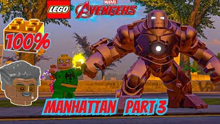 Lego Marvels Avengers Manhattan Part 3 100 Guide Gold Bricks Charaters Token  Stan Lee FR [upl. by Nirek]