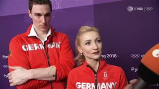 2018 Olympics Interview Aliona Savchenko amp Massot after SP ZDF [upl. by Deehahs]