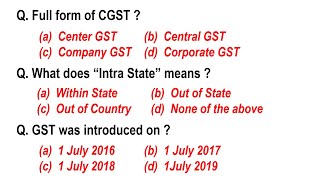 30 IMPORTANT GST MCQ  Goods and Services Tax MCQ  PART 3 [upl. by Neill822]