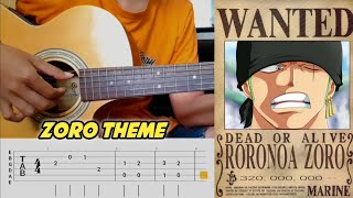 Zoro Theme  One Piece  Fingerstyle Guitar Tutorial TAB [upl. by Donelle741]