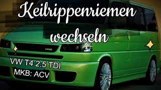 VW T4 Keilrippenriemen wechseln 25TDI MKBACV VW T4 VRibbed Belt Replacement [upl. by Dorlisa]