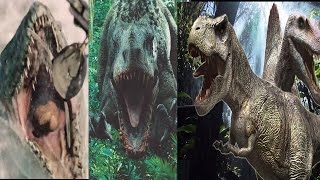 Mosasaur vs Indominus Rex vs Spinosaurus vs Rexy HD [upl. by Ahsuat120]