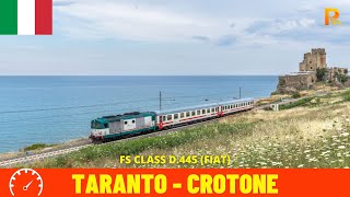 Cab Ride Taranto  Crotone Ionian Railway  quotFerrovia Jonicaquot Italy train drivers view in 4K [upl. by Britton]