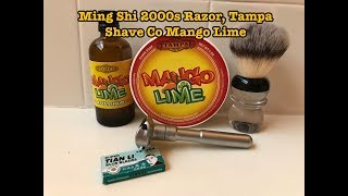 Ming Shi 2000s Razor Tian Li Blue Blades Tampa Shave Co Mango amp Lime [upl. by Hamilah]