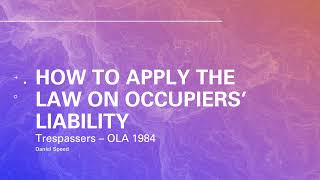 Application of Occupiers Liability Trespassers A Level Law [upl. by Akitnahs127]