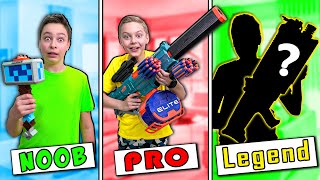 NERF Gun Game Noob vs Pro amp Legend NERF Blaster Challenge w Roman and Max [upl. by Okimuk]