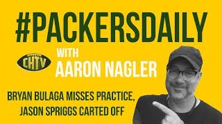 PackersDaily Bryan Bulaga misses practice Jason Spriggs carted off [upl. by Esdnyl709]