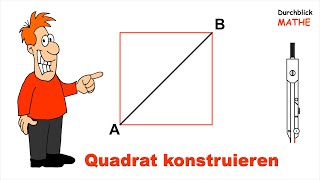 Mit Zirkel Quadrat konstruieren eine Diagonale ist gegeben [upl. by Temhem]