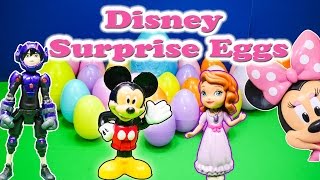 Opening Surprise Eggs with Mickey Mouse and Princess Friends [upl. by Cirderf]