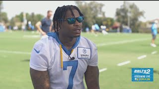 Gerald Everett on Joining Bolts Explosive Offense [upl. by Idnem]