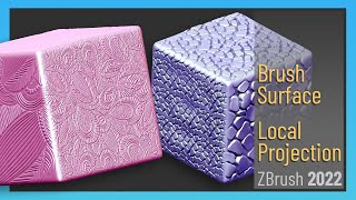 ZBrush 2022  Brush Noise and Pattern Brushes  Use Local Project to create detail from any angle [upl. by Gnot]