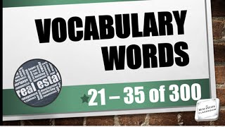 Real Estate Vocabulary 21  35 of 300  Real Estate Exam Prep Videos [upl. by Akenaj507]